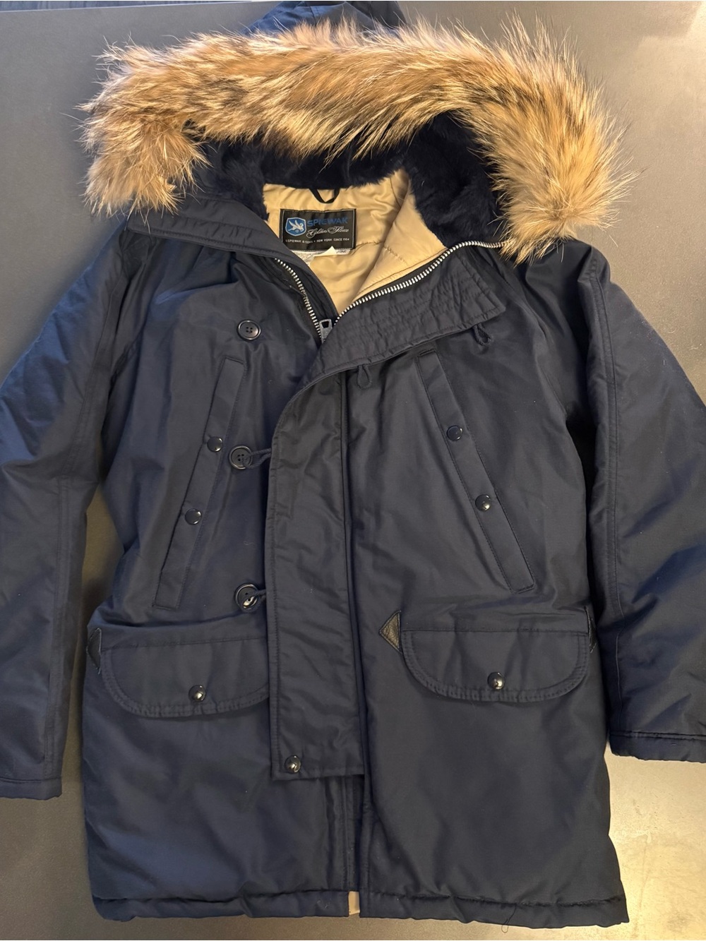 Navy Parka with Faux Fur Hood